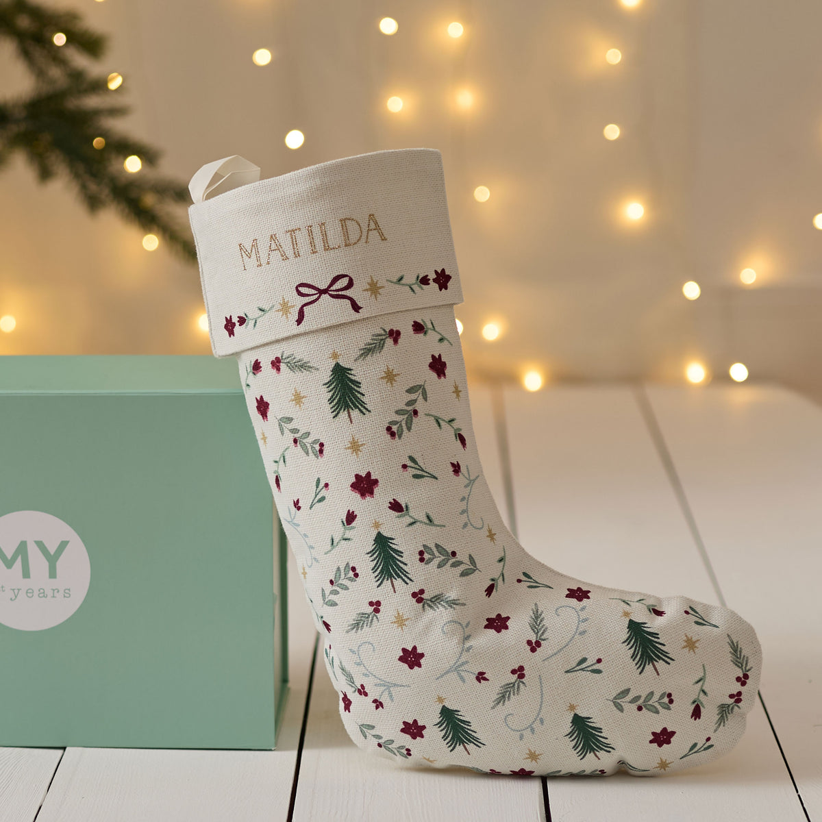 Personalised Floral Christmas Tree Stocking