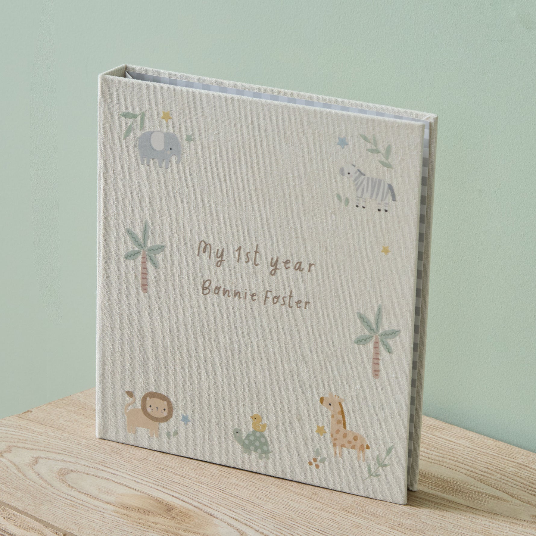 Personalised Safari Linen Record Book