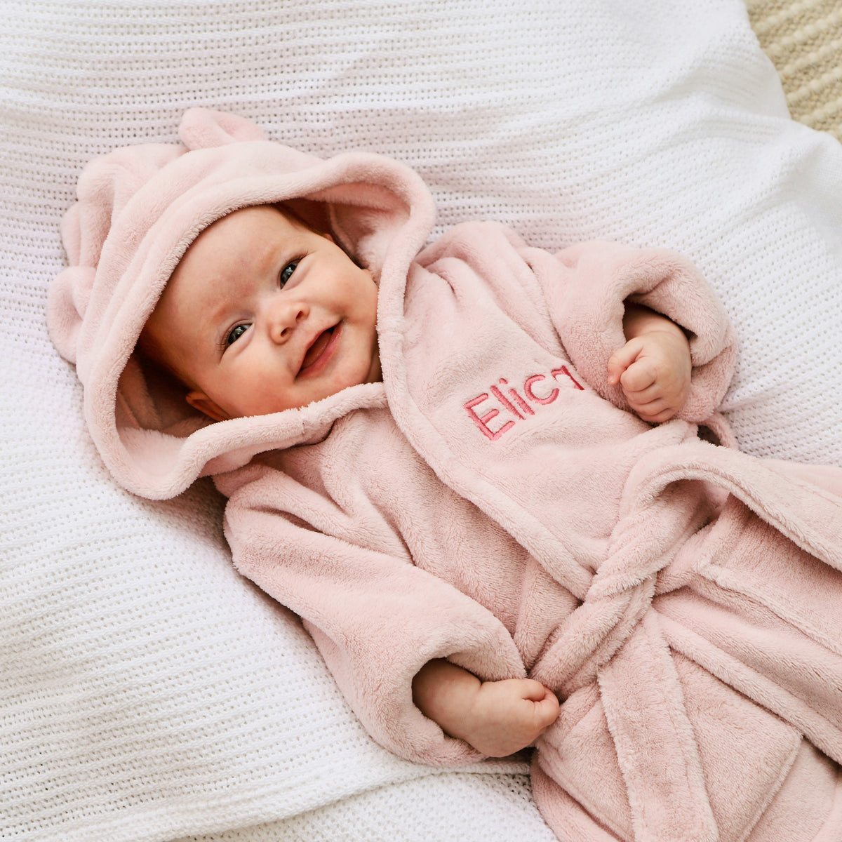 Personalised Pink Fleece Robe with Ears