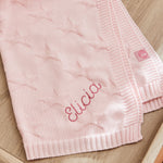 Personalized Pink Star Jacquard Baby Blanket