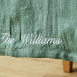 Personalised Family Linen Table Runner in Rosemary by Made Yours