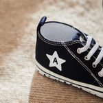 Personalised Navy Star Baby High Top Shoes