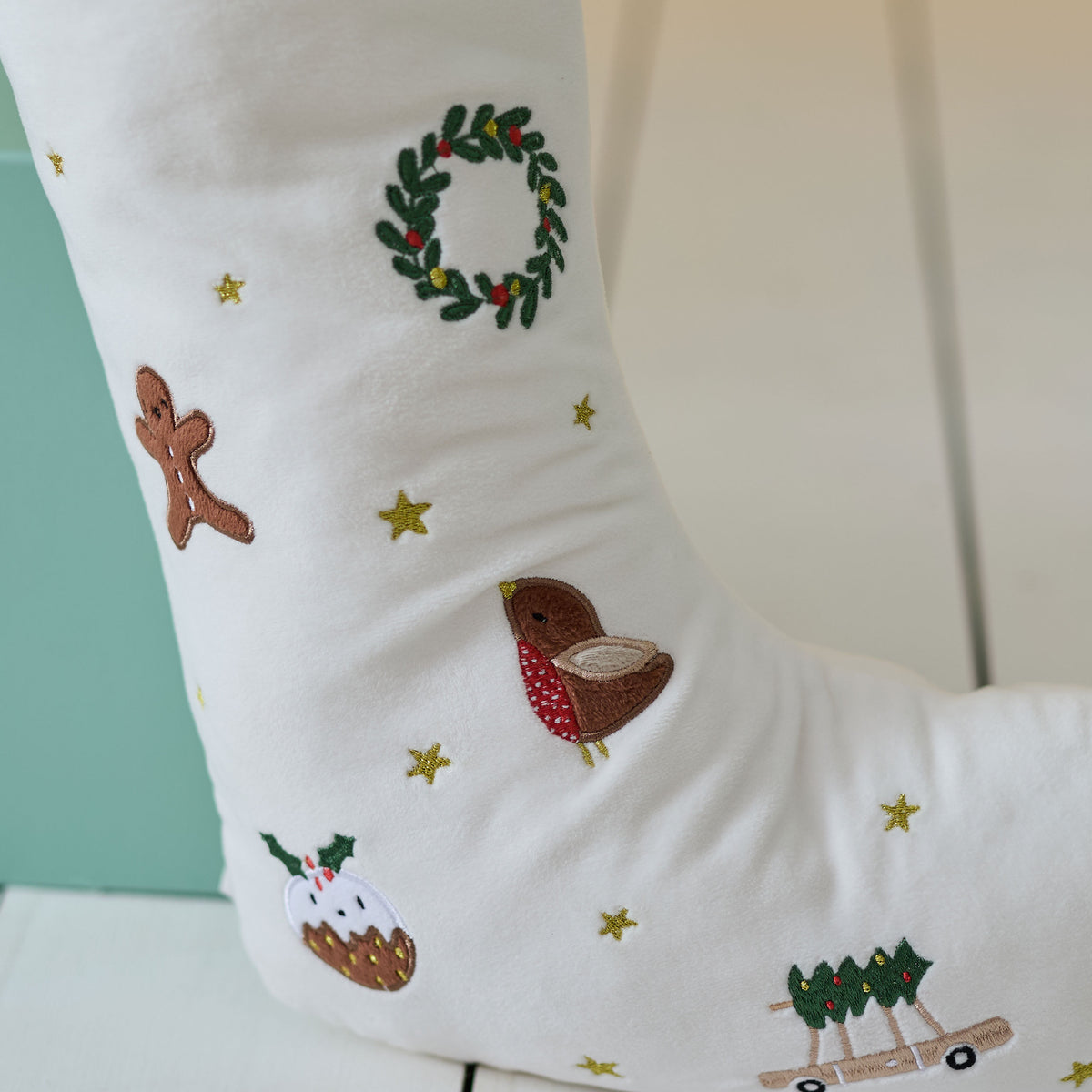Personalised Plush Neutral Medium Christmas Stocking