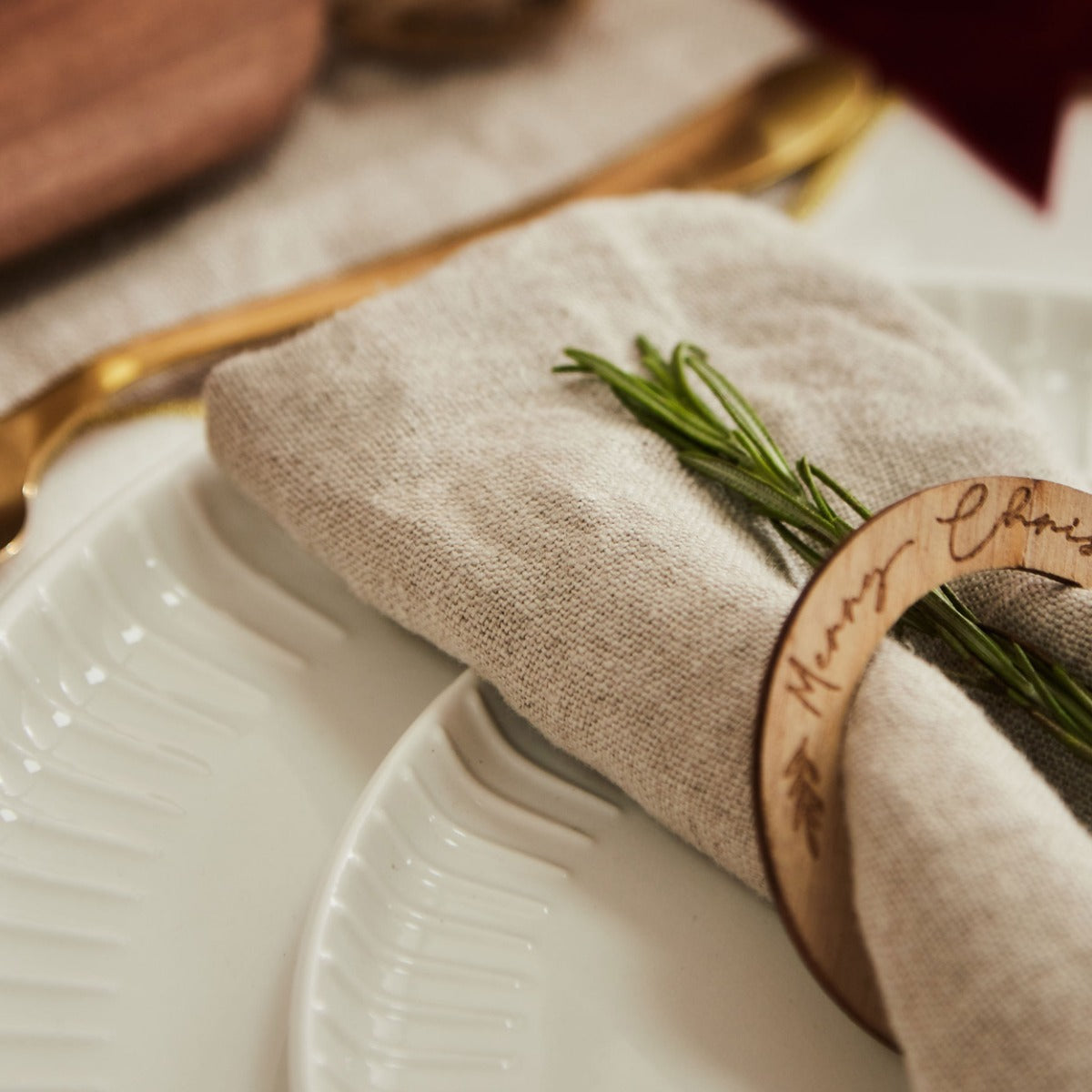 Personalised Natural Traditional Christmas Napkin