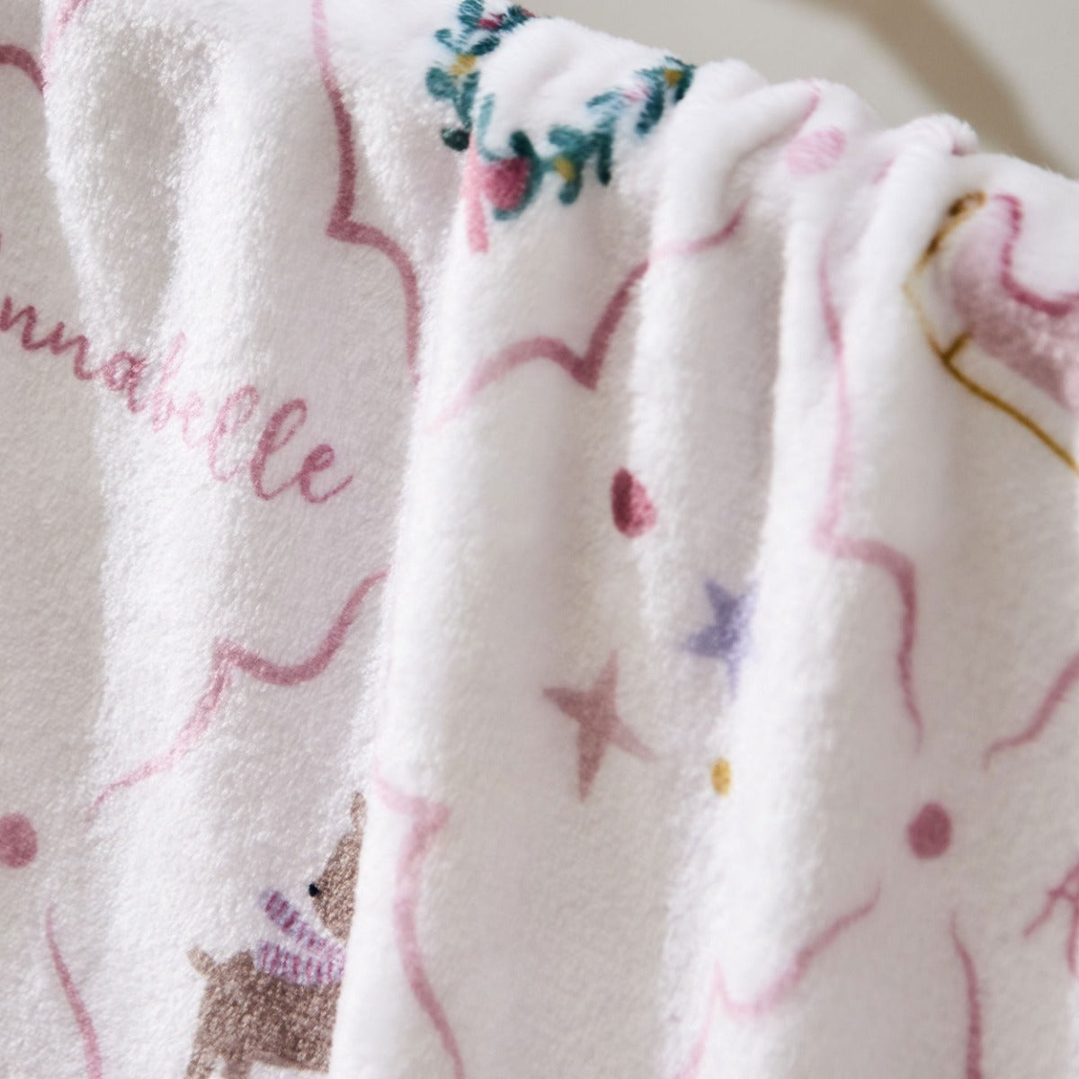 Personalised Pink Christmas Asset Fleece Blanket