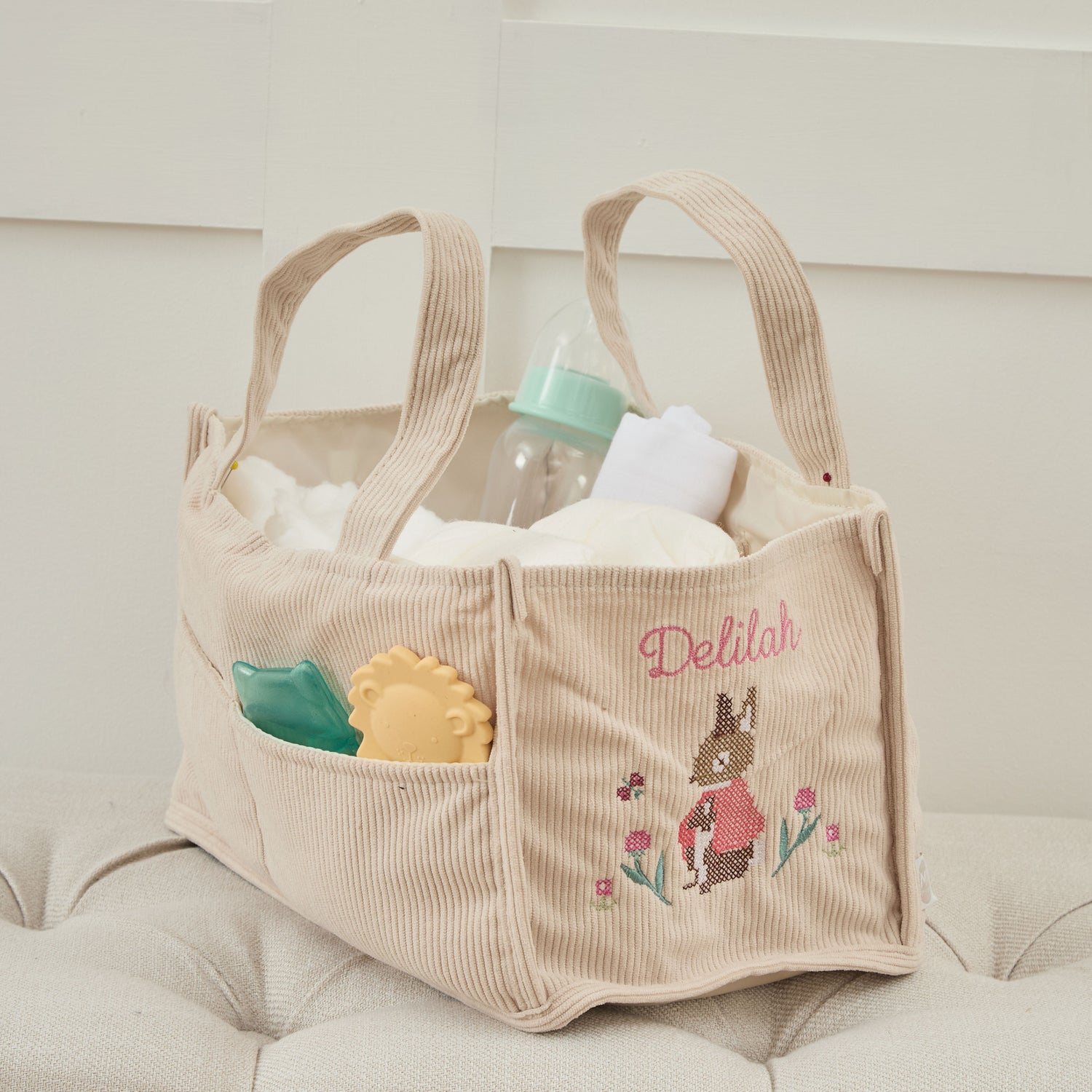 Personalised Flopsy™ Bunny Cross Stitch Nappy Caddy