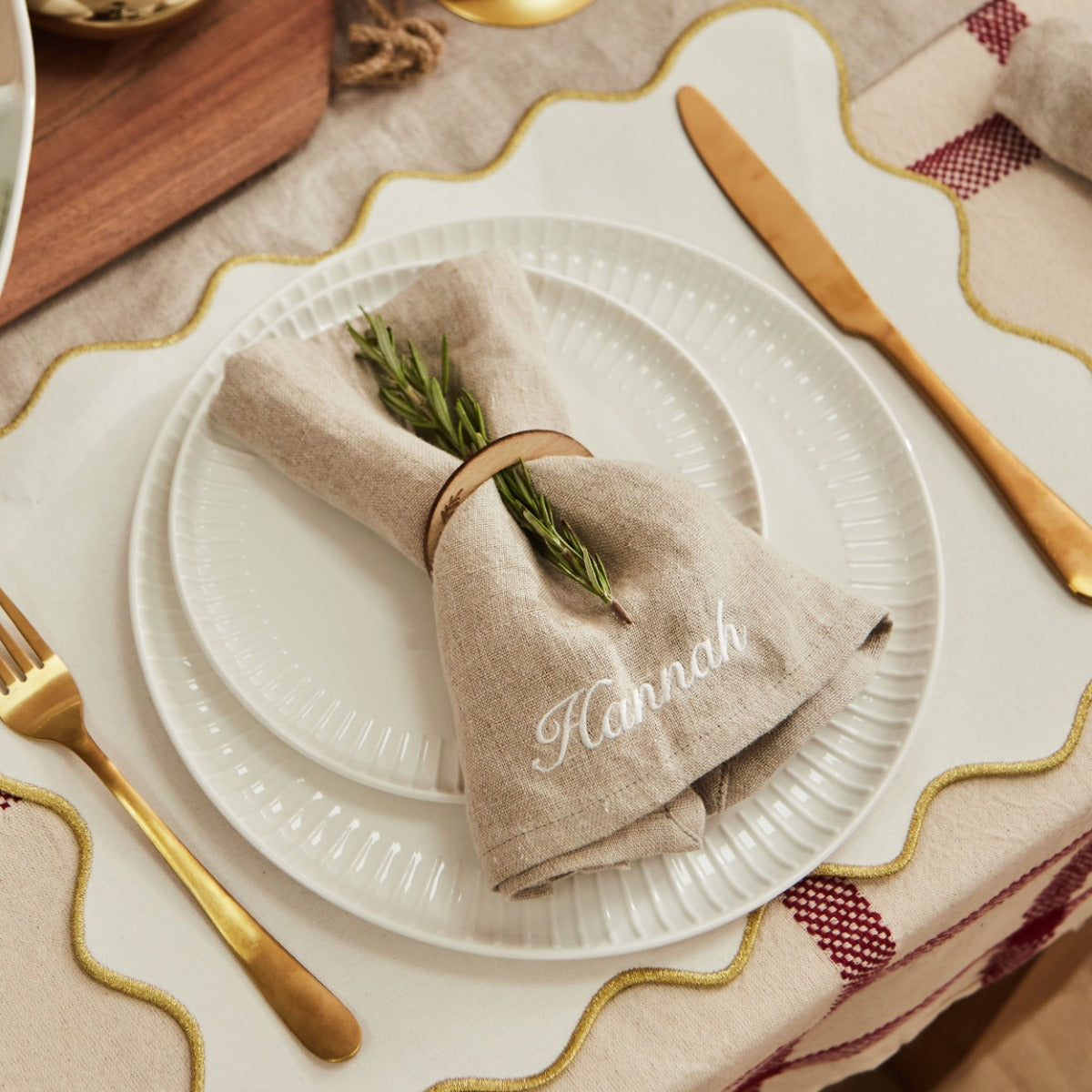 Personalised Vintage Natural Christmas Napkin