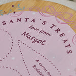 Personalised Pink Bow Santa Treats Wooden Christmas Platter