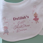 Personalised Pink Mouse Ballerina 1st Christmas Bib