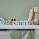 Personalised Baby Name Blocks - Greens & Blues