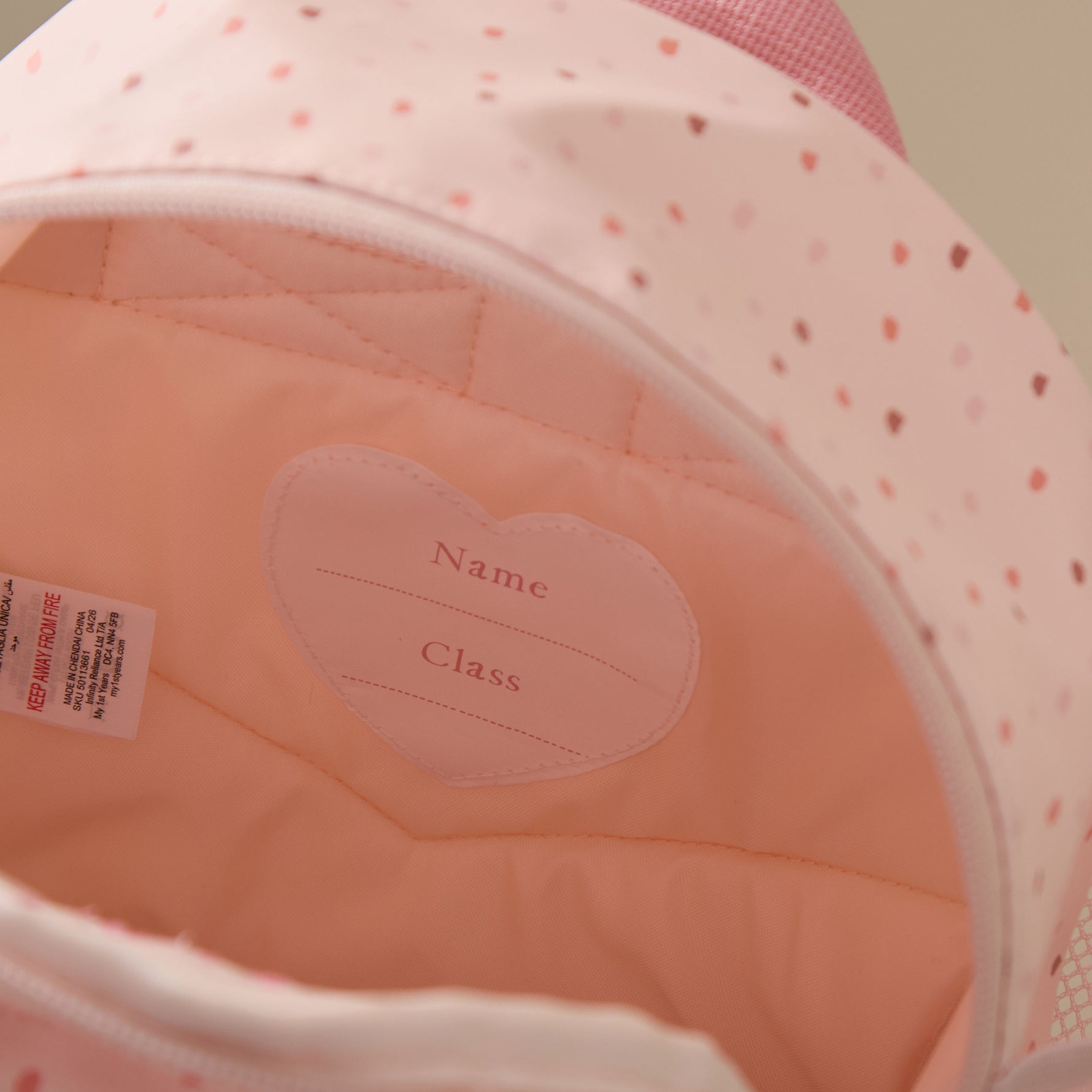Personalised Core Pink Spot Mini Compartment Backpack