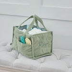 Personalised Sage Cord Nappy Caddy