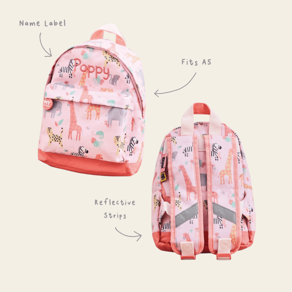 Personalised Pink Safari Print Classic Mini Backpack