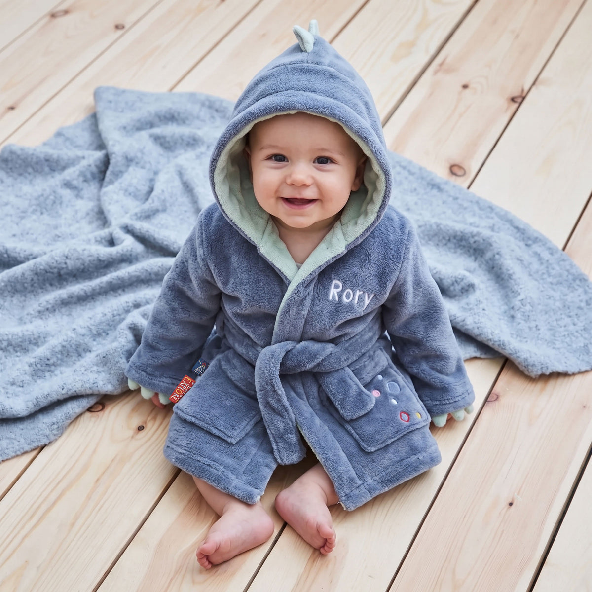 Personalised Dinosaur Fleece Dressing Gown