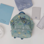 Personalised Green Dinosaur Print Mini Backpack with Compartment