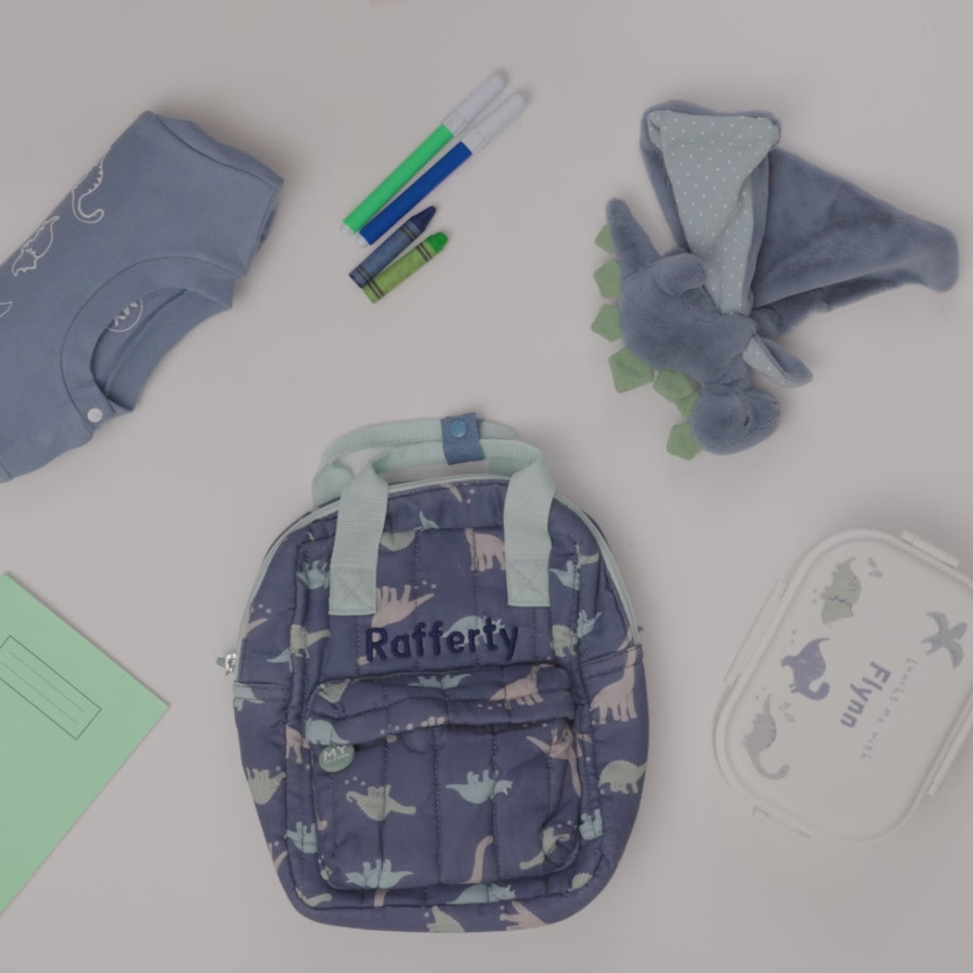 Personalised Quilted Dino All-Over Print Mini Backpack 