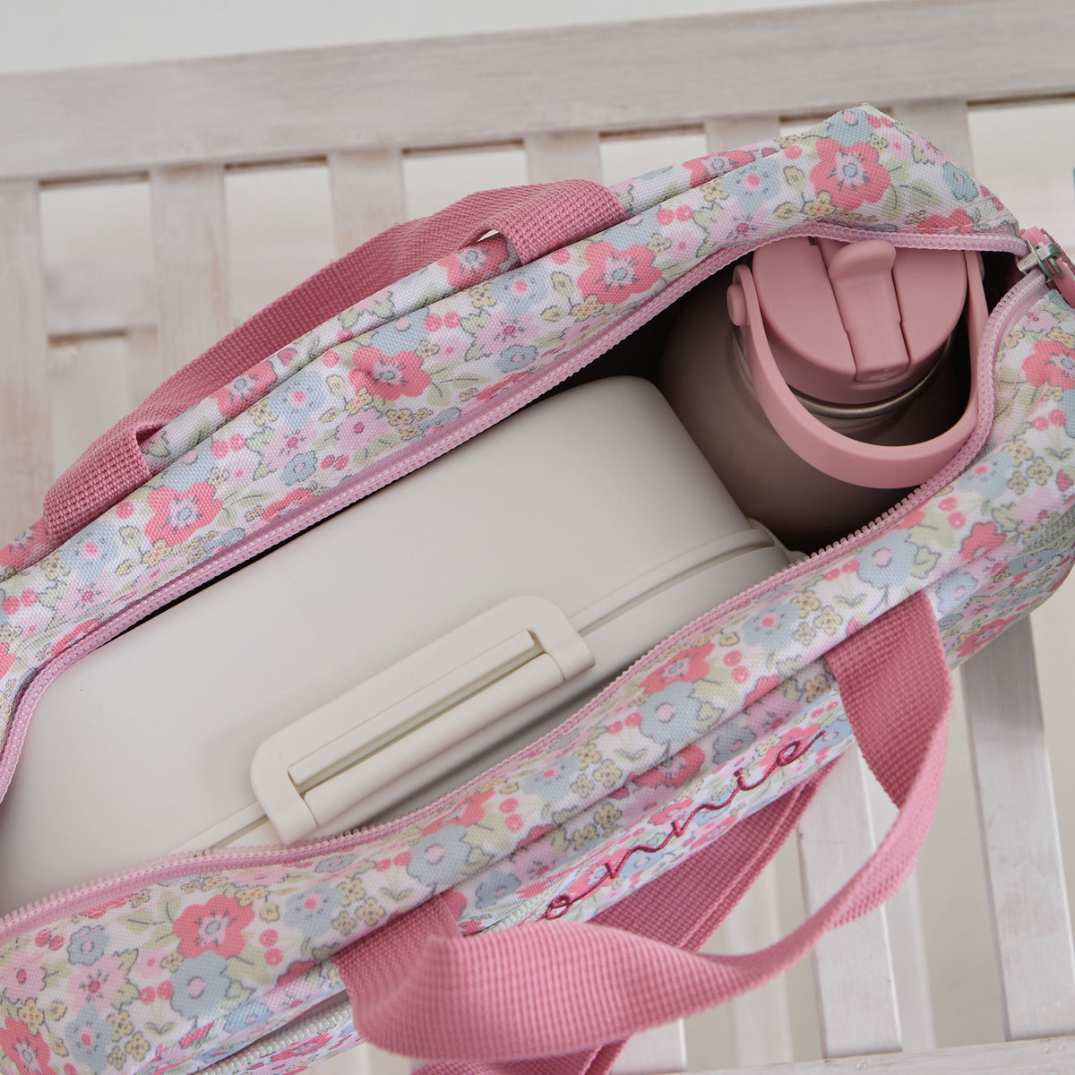 Personalised Cottage Ditsy Boxy Lunchbag