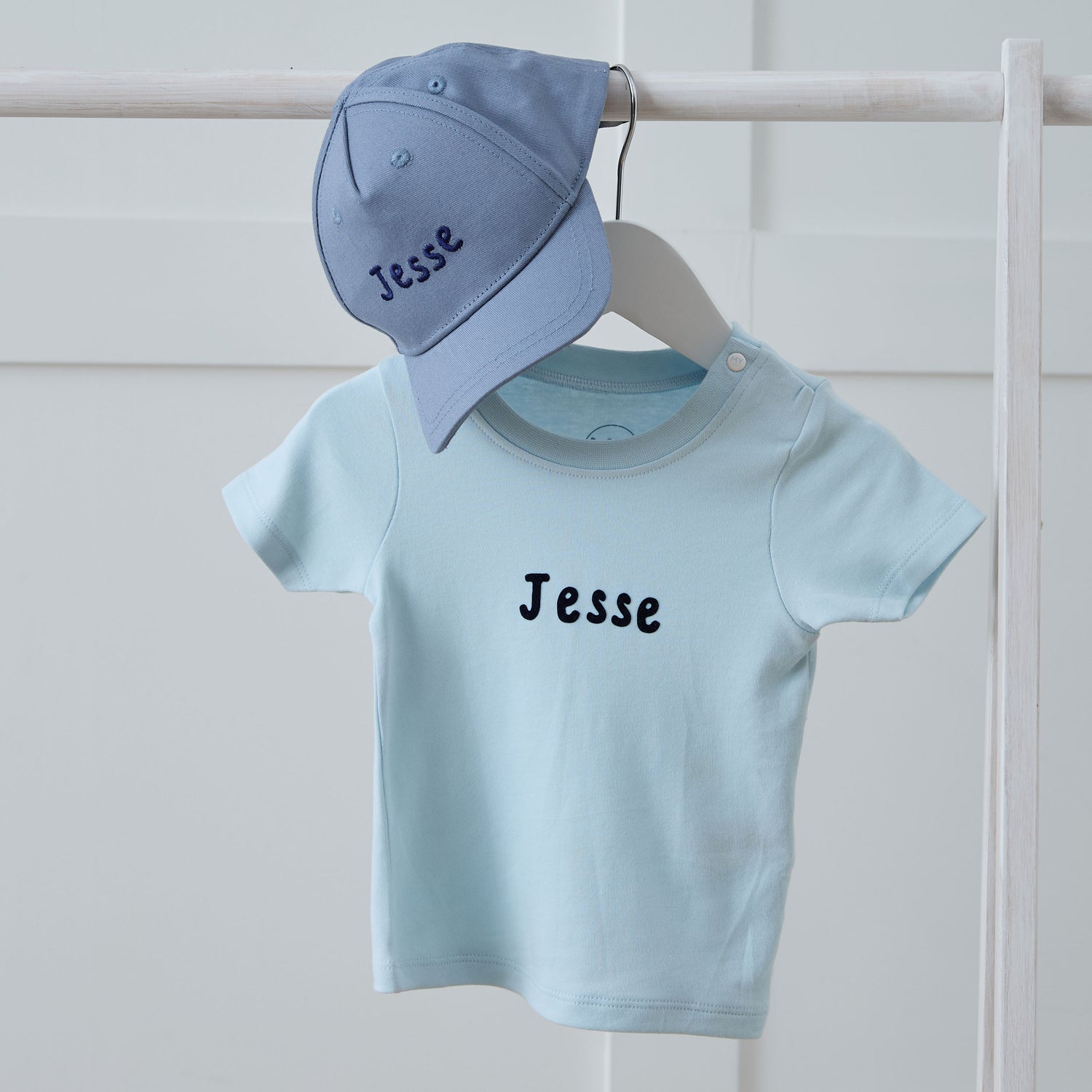 Personalised Blue Cap and T-Shirt Gift Set