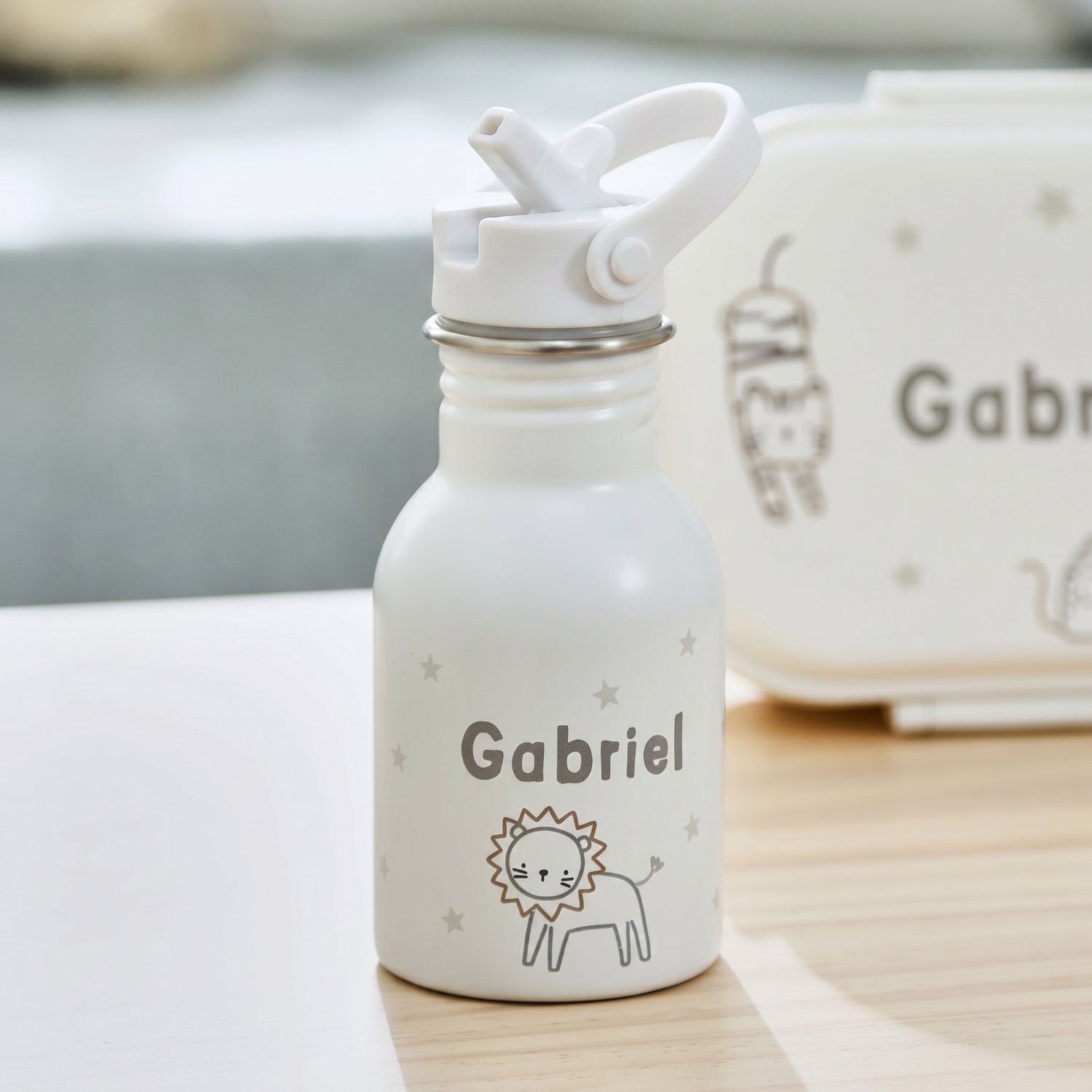 Personalised Big Cats Neutral Water Bottle 