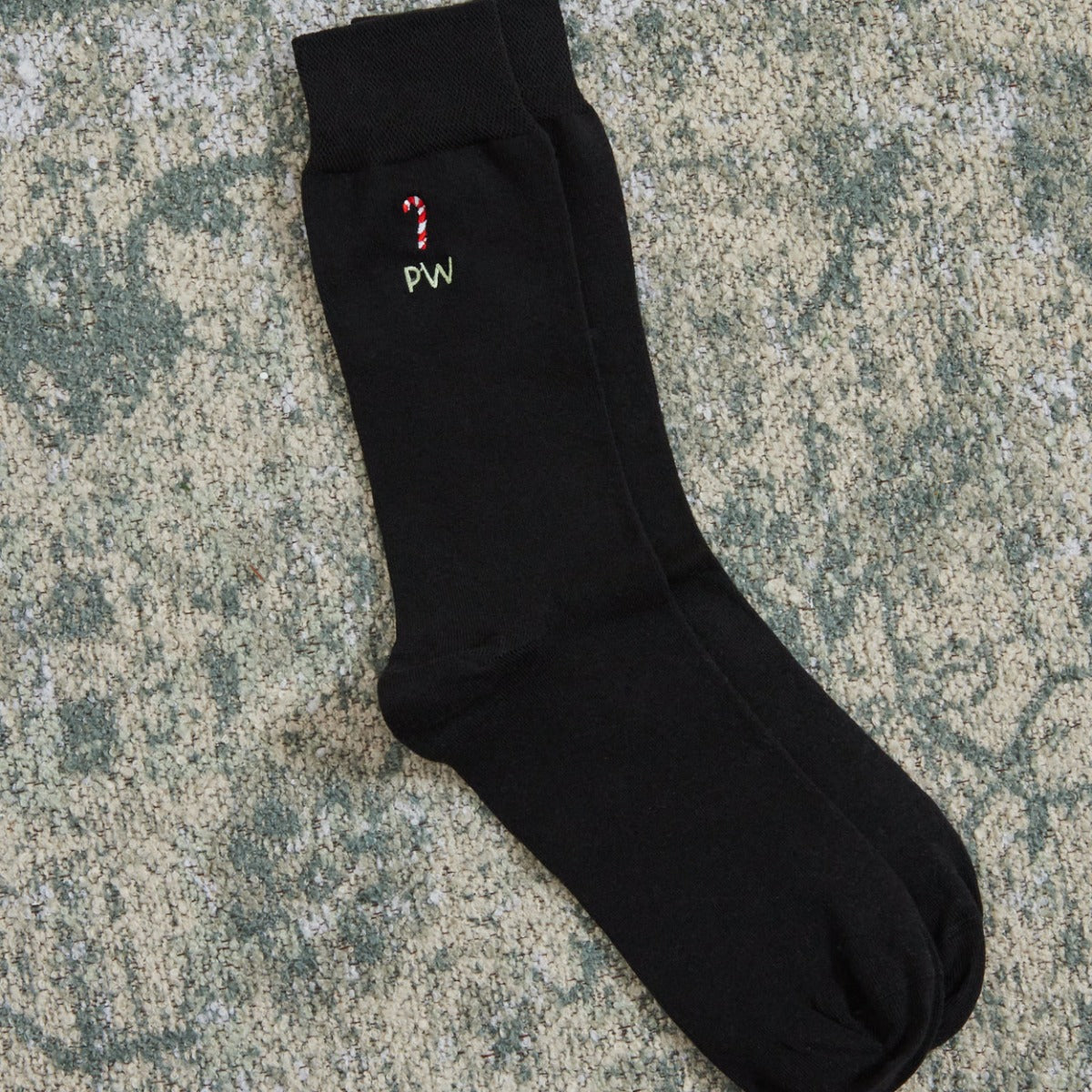 Personalised Candy Cane Black Socks