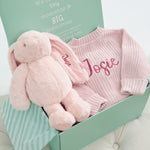 Personalised Pink Snuggle Bunny and Cardigan Gift Set