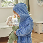 Personalized Blue Stegosaurus Dinosaur Fleece Dressing Gown