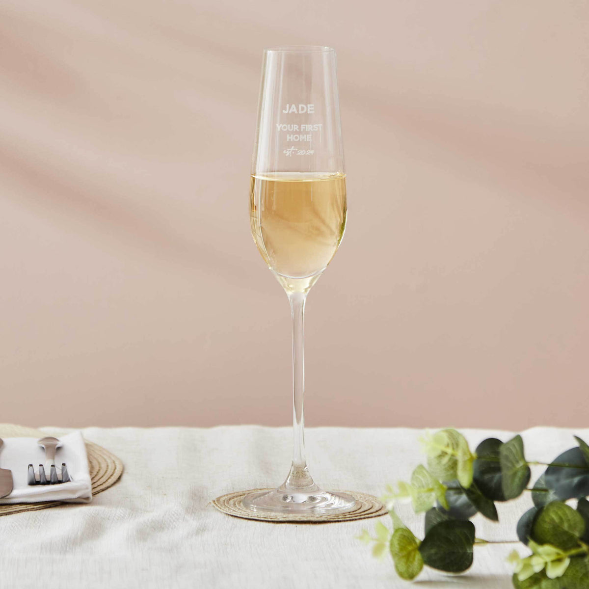 Personalised Your First Home Champagne Flute