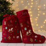Personalised Embroidery Detailed Christmas Sack and Stocking Gift Set