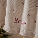 Personalised Pink Bow Frill Blanket
