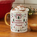 Personalised Traditional Christmas Gold Rim Mug