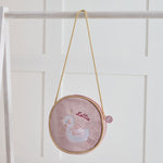Personalised Swan Round Velvet Handbag