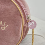 Personalised Round Velvet Handbag