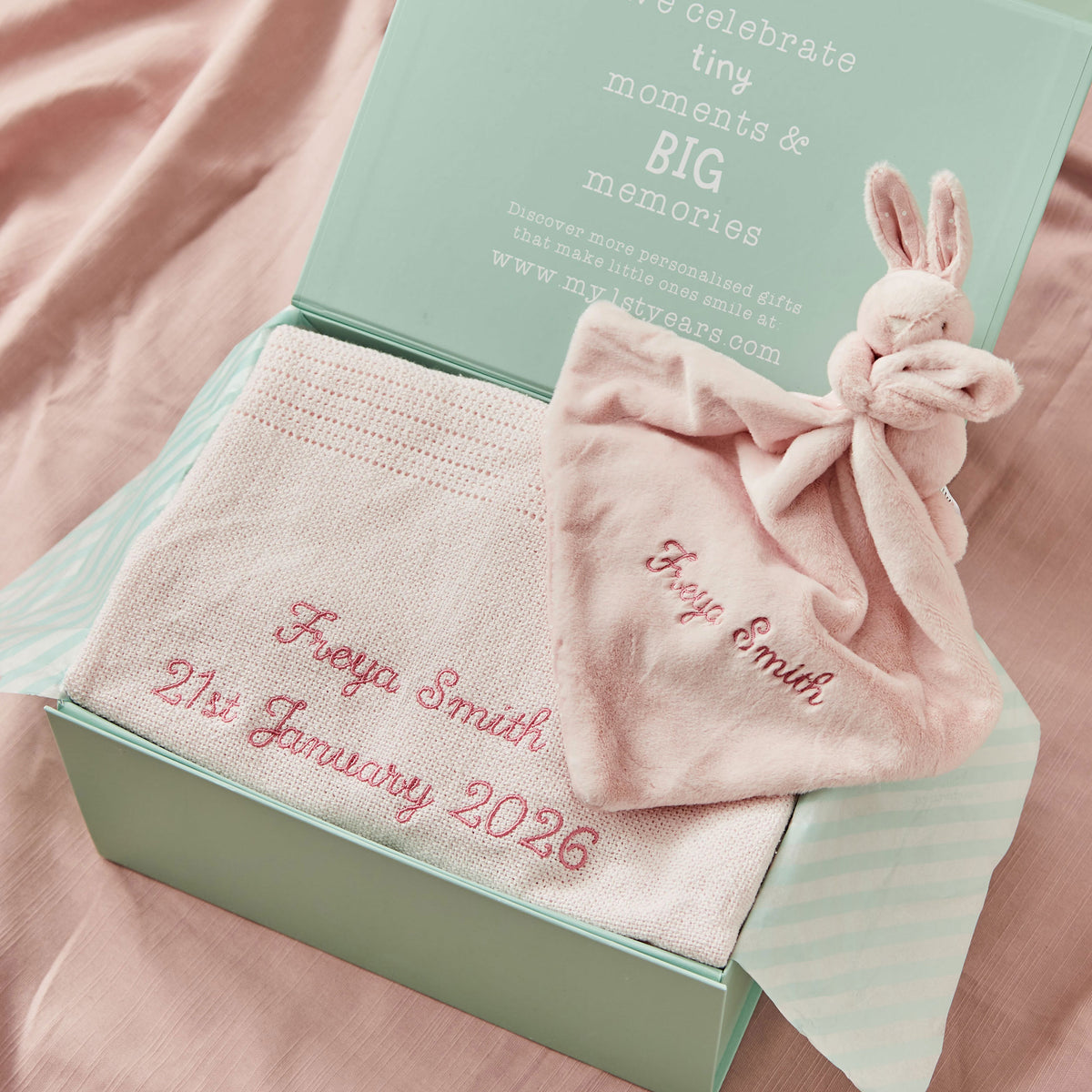 Personalized Pink New Baby Gift Set