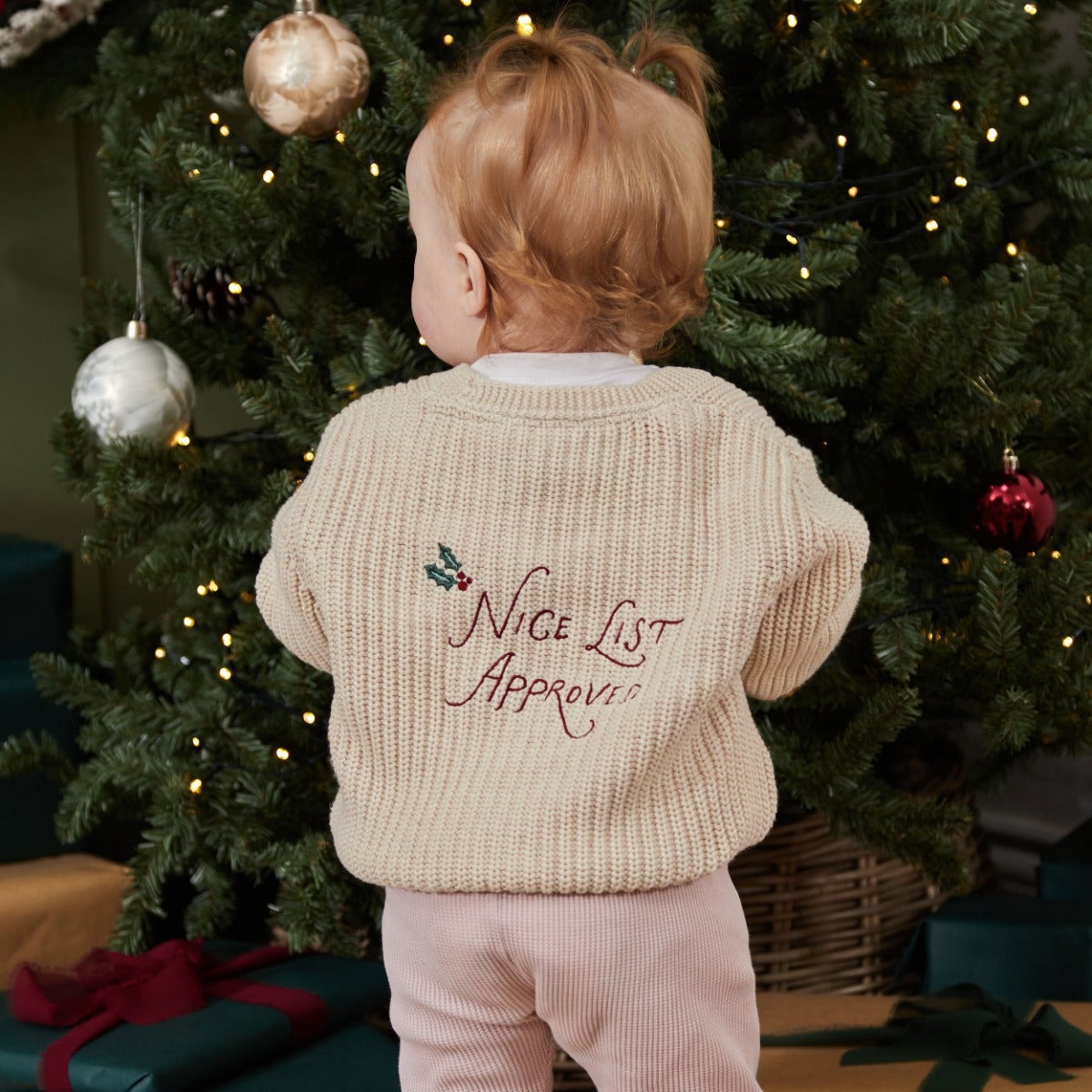 Personalised Nice List Oatmeal Cardigan