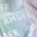 Personalized Rainbow Stripe Print Name Fleece Blanket