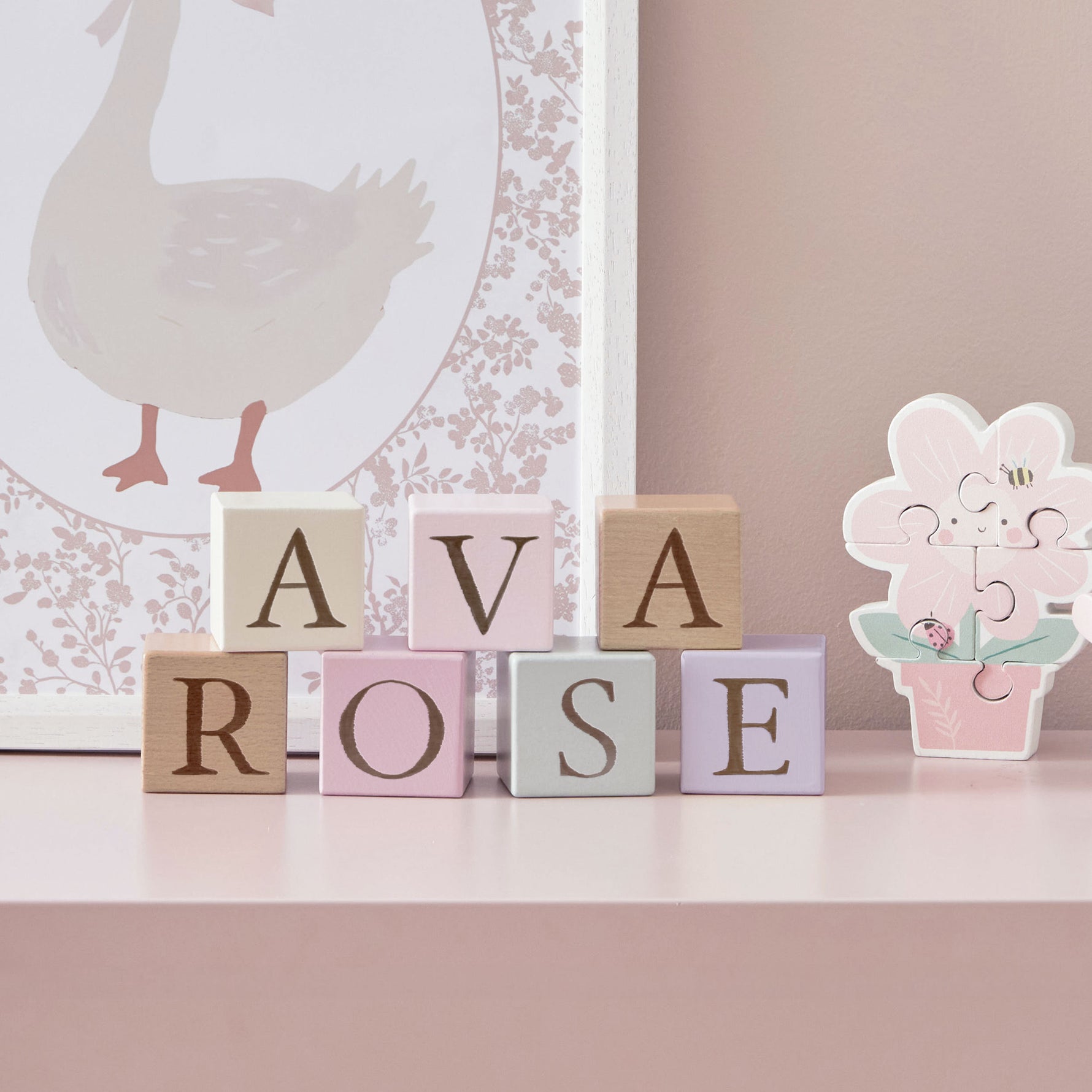 Personalised Baby Name Blocks - Pinks & Purples