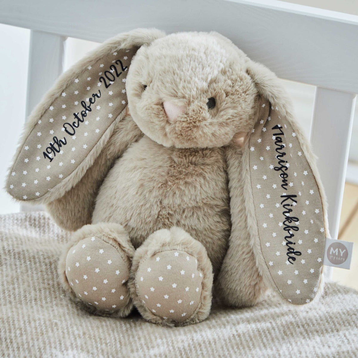 Personalised Oatmeal Plush Bunny - Embroidered