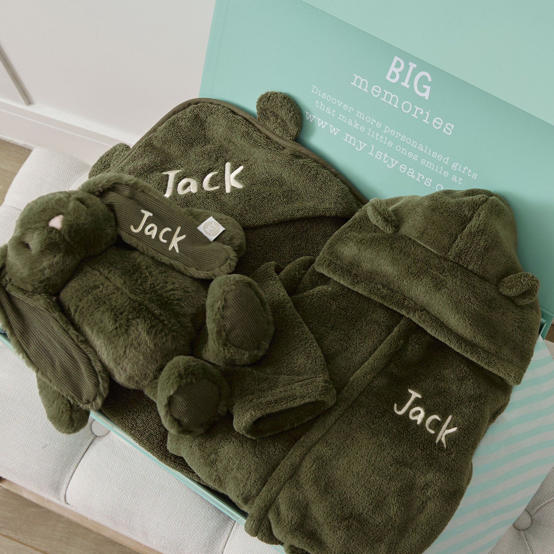 Personalised Spruce Splash, Snuggle and Cuddle Gift Set
