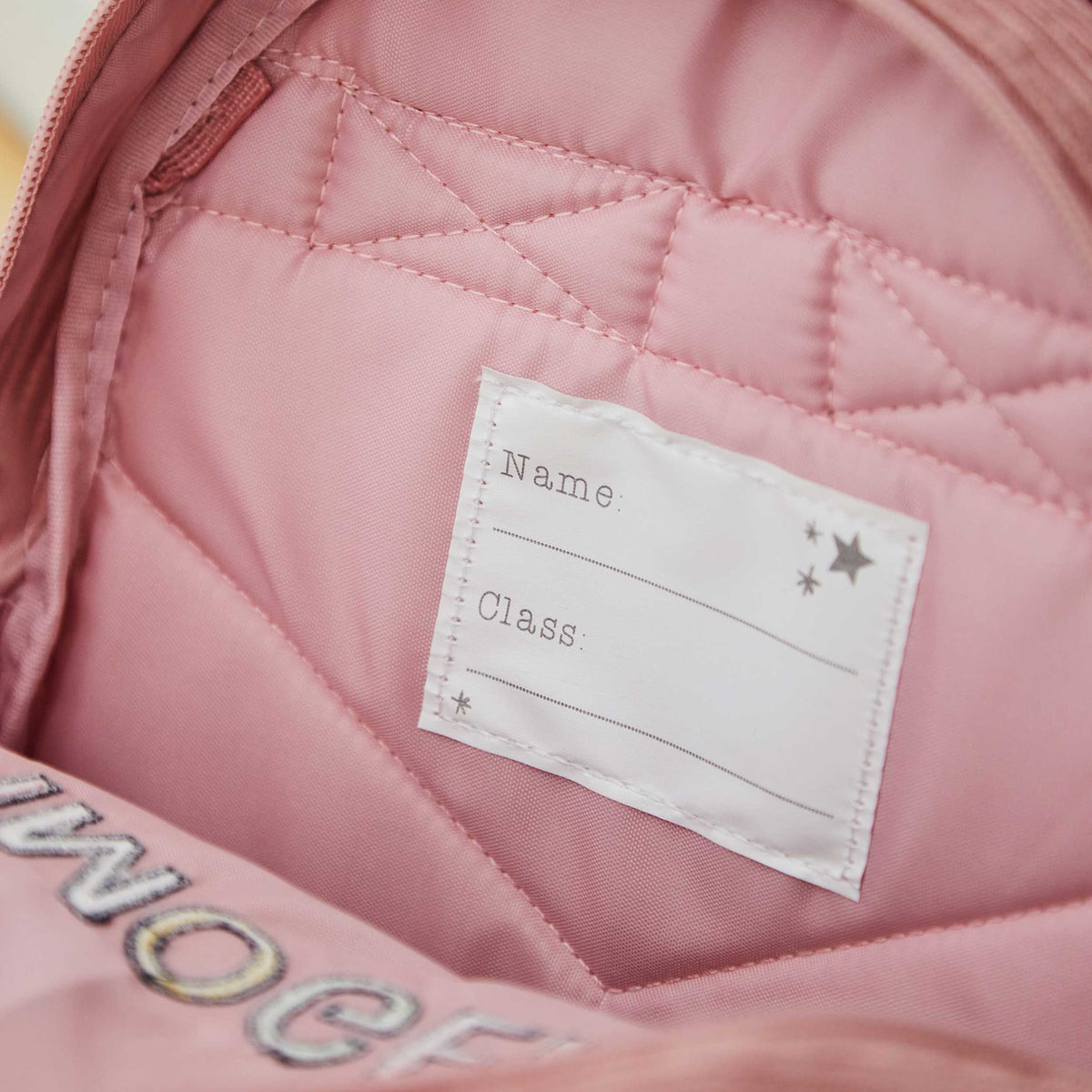 Personalised Pink Letter Patch Cord Mini Backpack