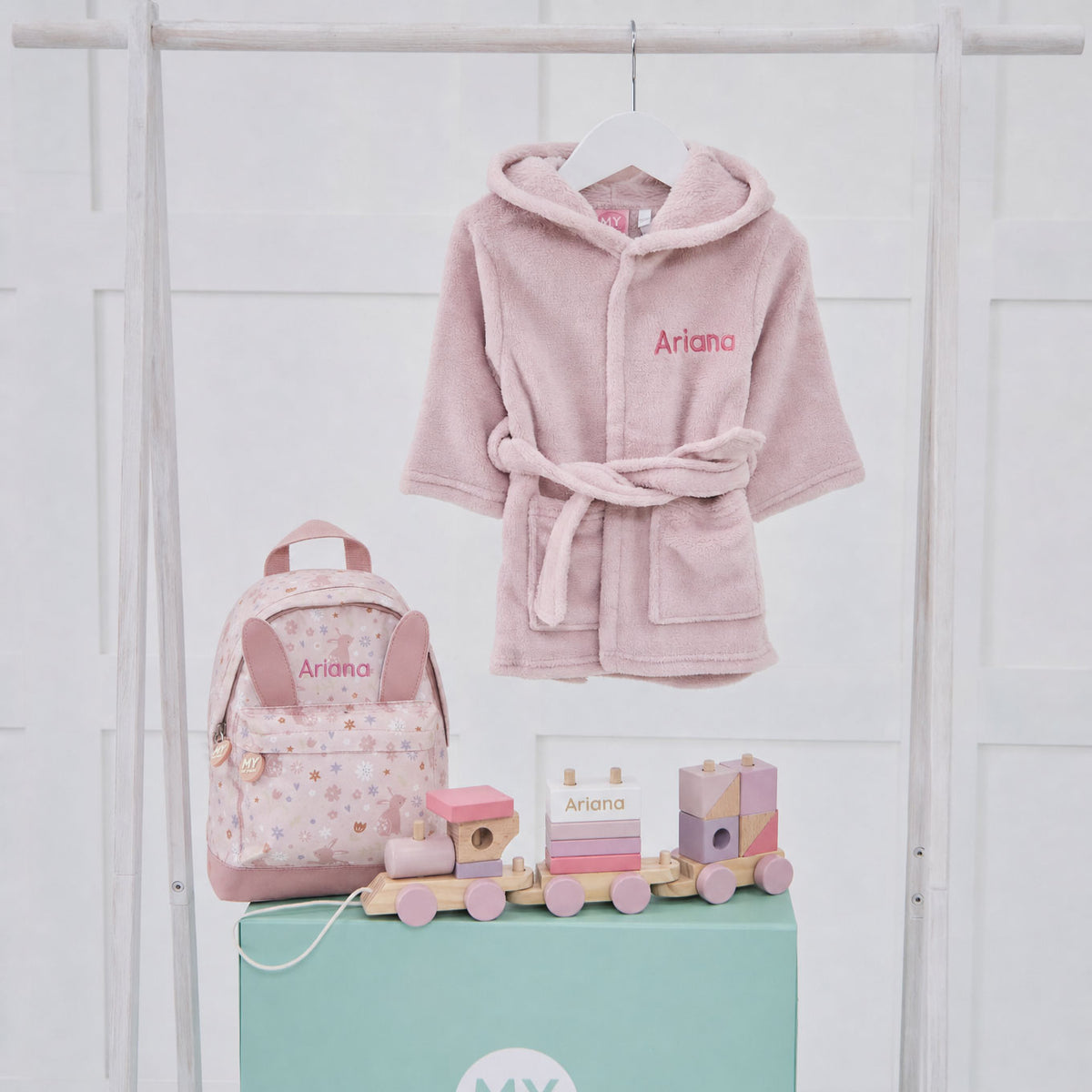 Personalized Pink Little Traveller My 1st Birthday Gift Set