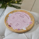 Personalised Pink Bow Santa Treats Wooden Christmas Platter