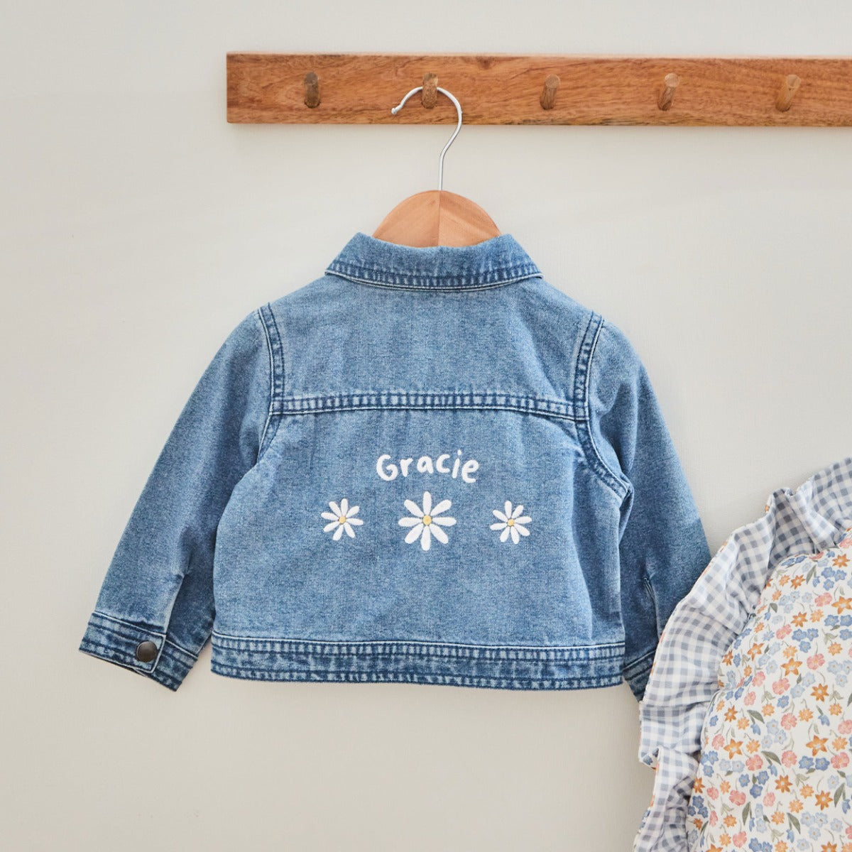 Personalised Three Daisy Denim Jacket