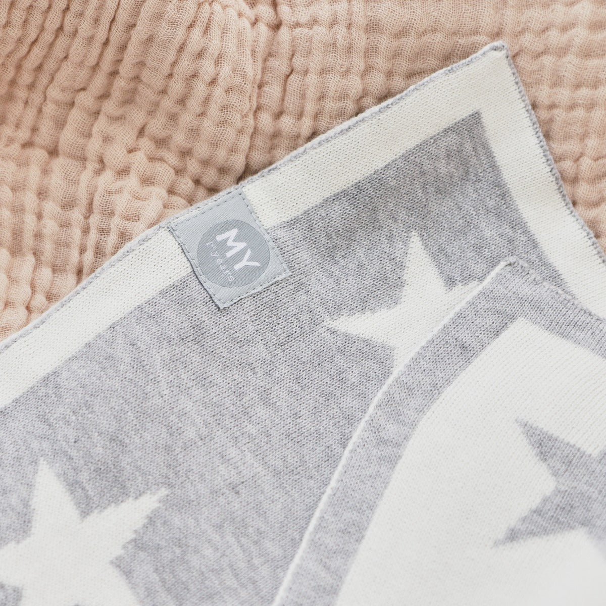 Personalised Grey Star Intarsia Baby Blanket