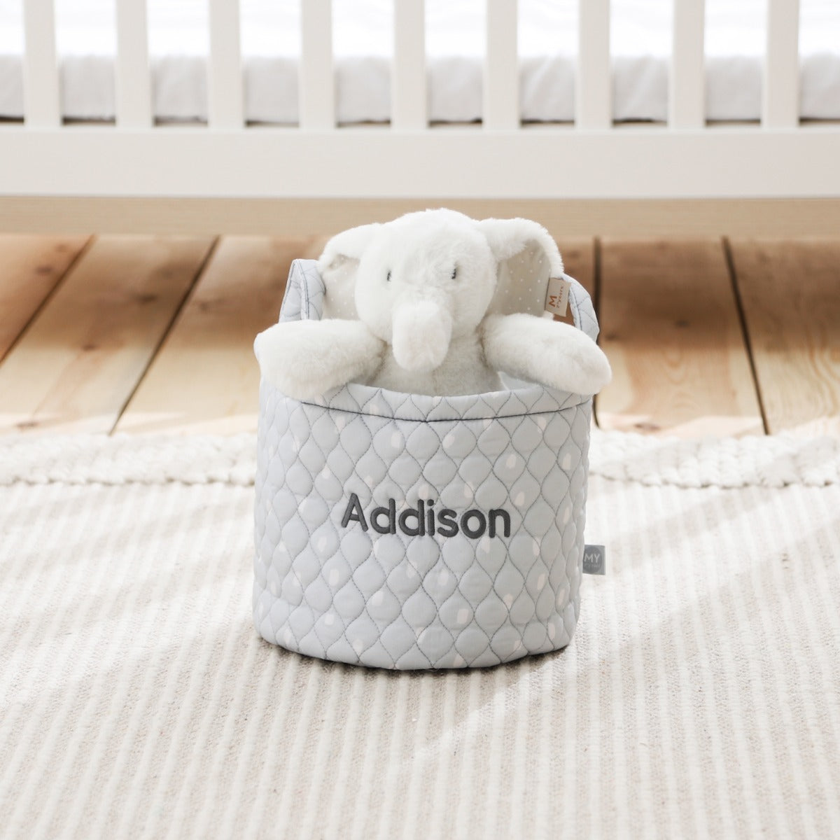 Personalised Small Grey Polka Dot Storage Bag