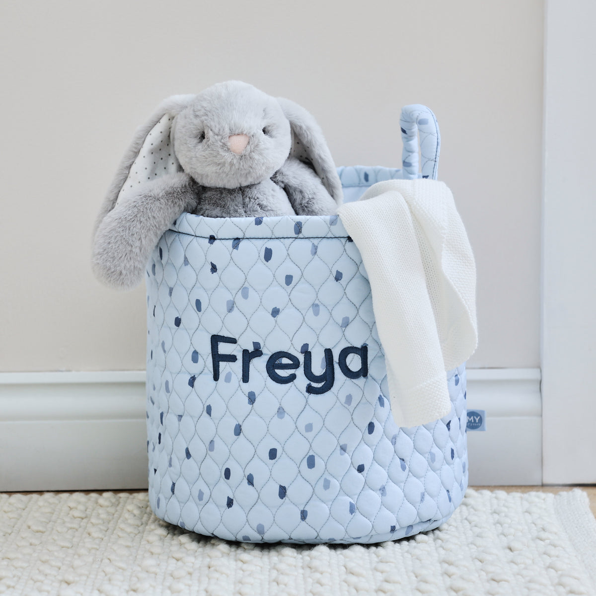 Personalised Medium Blue Polka Dot Storage Bag