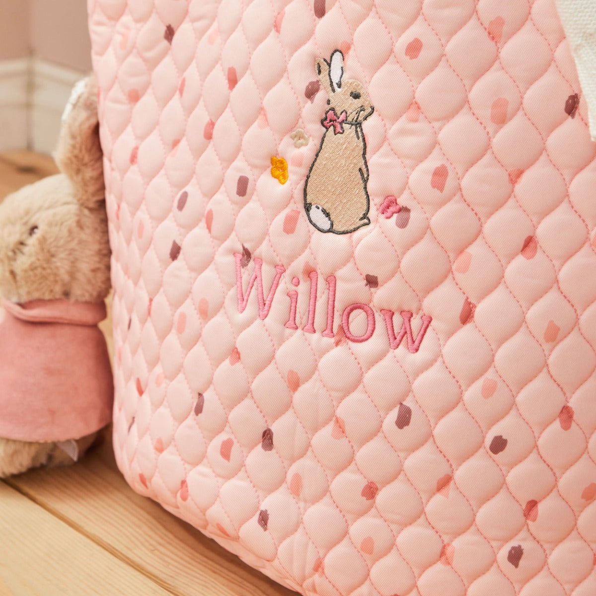 Personalised Pink Spot Flopsy™ Bunny Storage Bag 