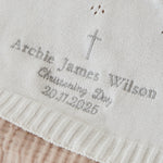 Personalised Ivory Christening Cashmere Blend Blanket
