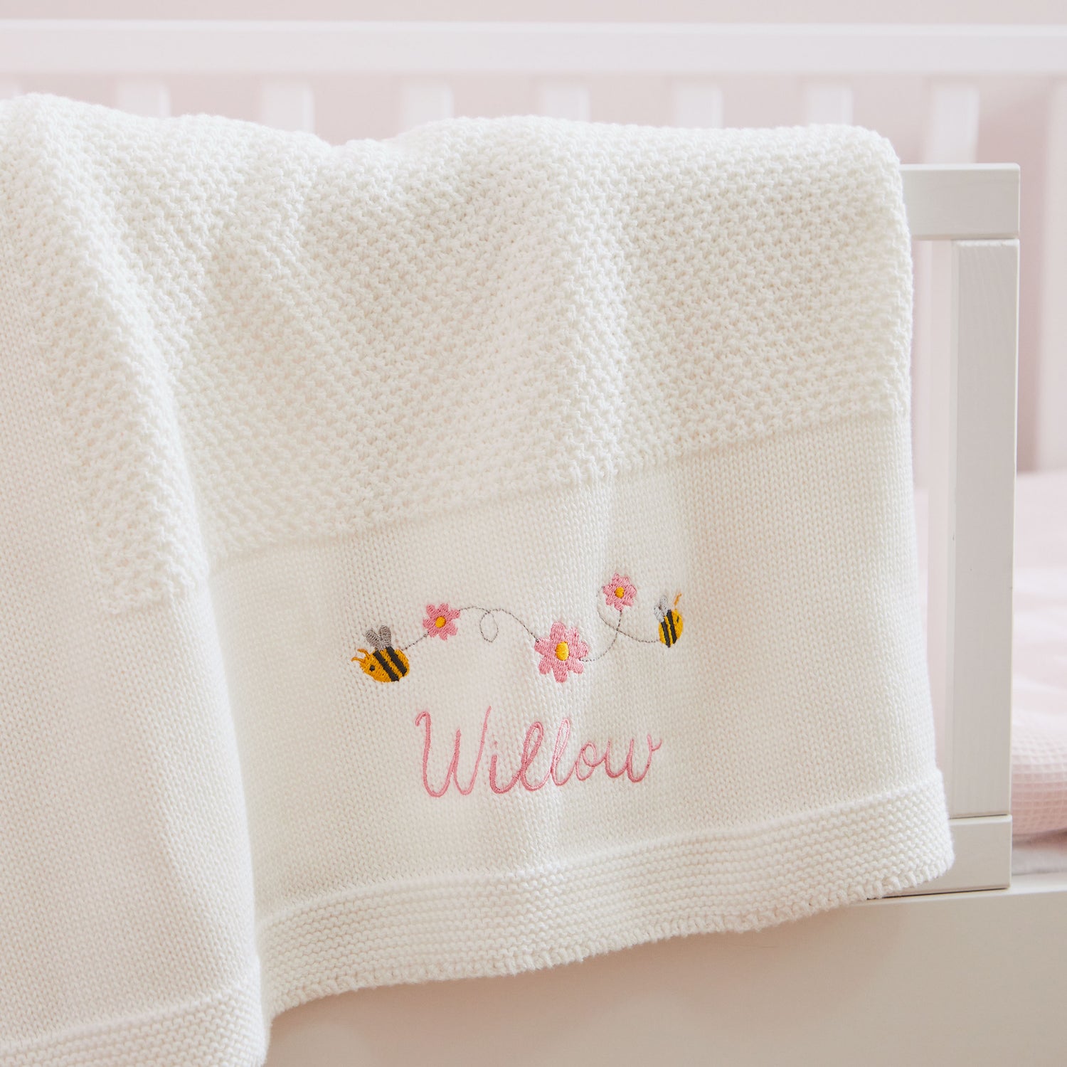 Personalised Bumblebee Ivory Baby Shawl 