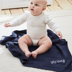 Personalised Navy Cloud Jacquard Blanket