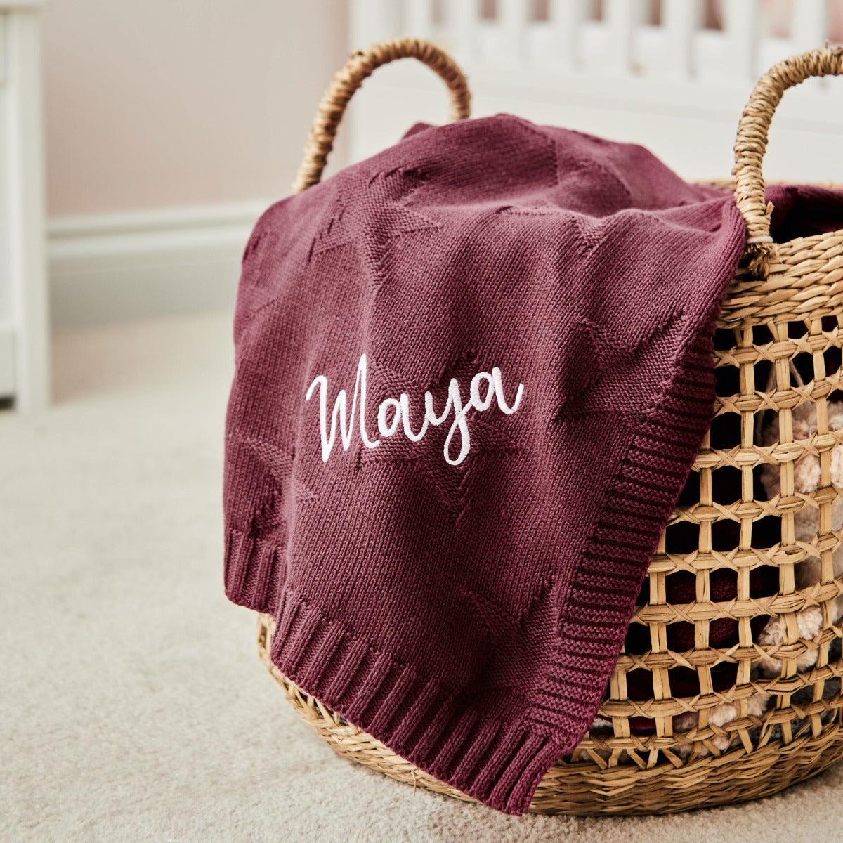 Personalised Berry Star Jacquard Blanket